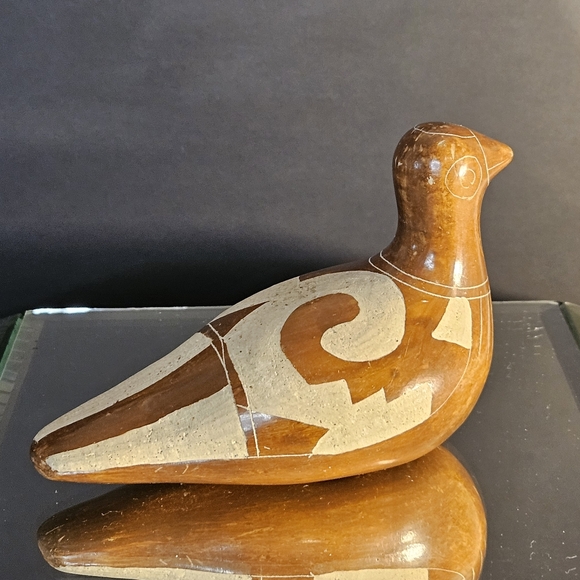 VTG Tonala Mexican Folk Art Burnished Etched Clay Pottery Duck Bird Figurine - Picture 2 of 11